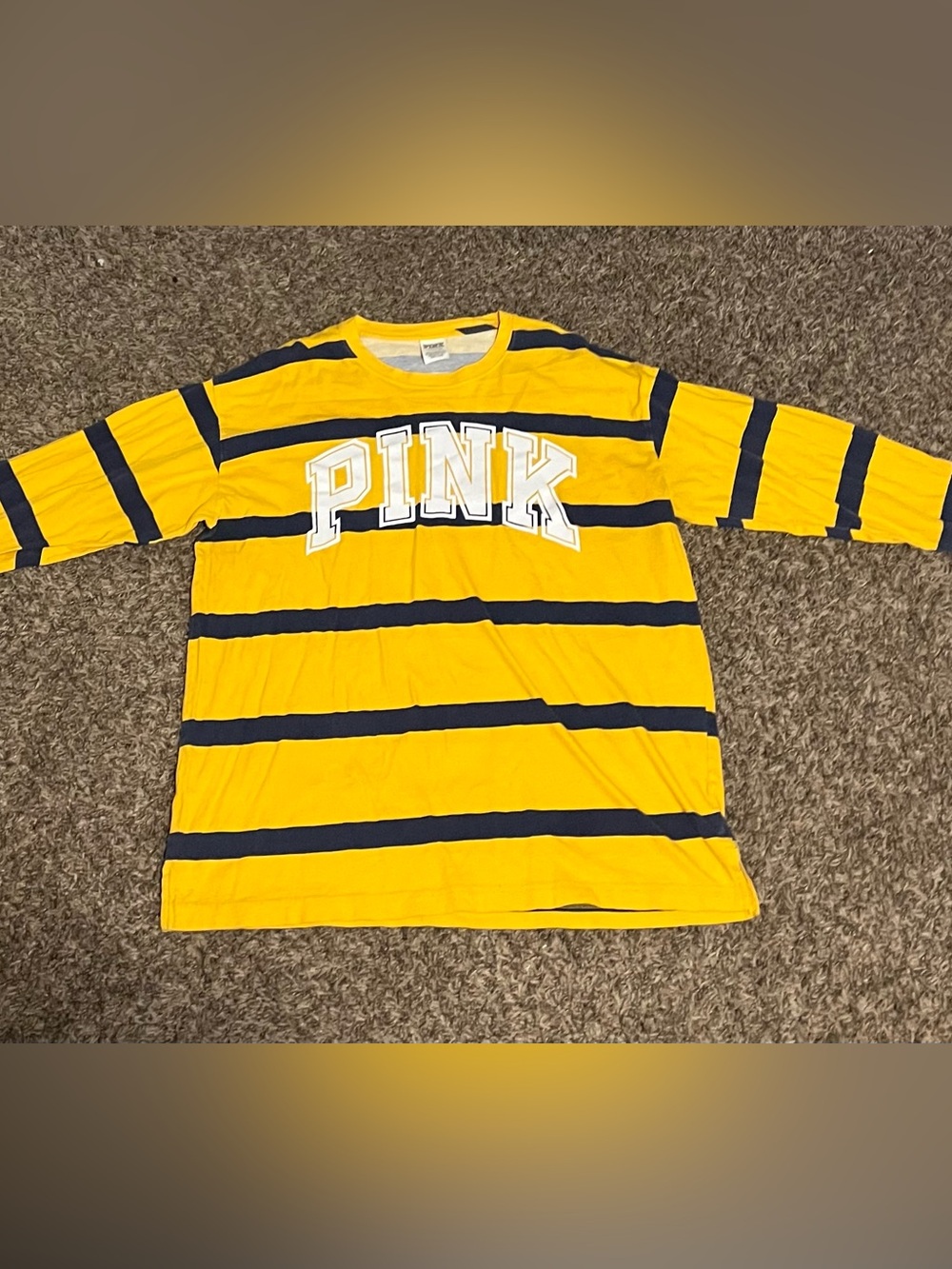 PINK Victoria’s Secret Striped Long Sleeve Campus Tee